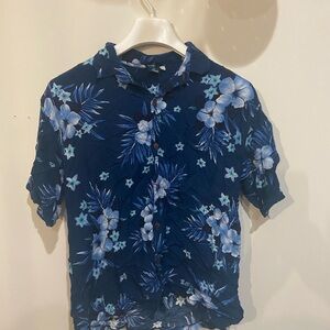 Tropical Navy Floral Men's Casual Shirt